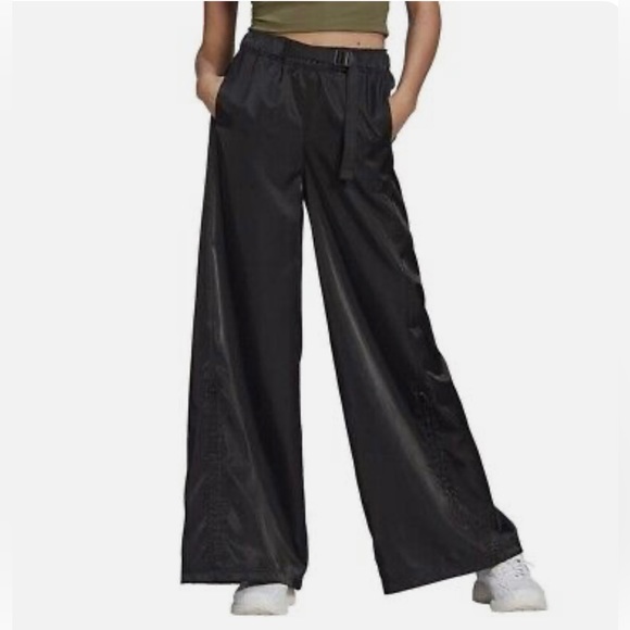 NWT Adidas black wide leg satin pants - S/M - Picture 1 of 2